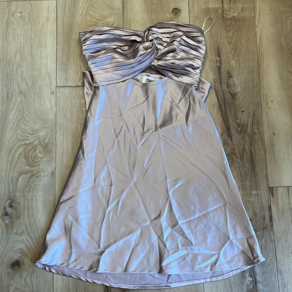 Princess Polly Dress Womens 4 Pink Satin Strapless Sweetheart Ruched Mini Party